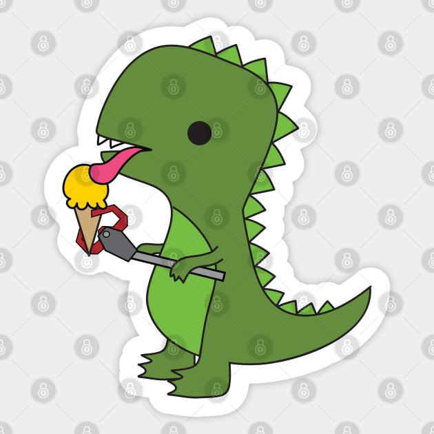 T-Rex Eats Ice Cream Sticker by BoredInc